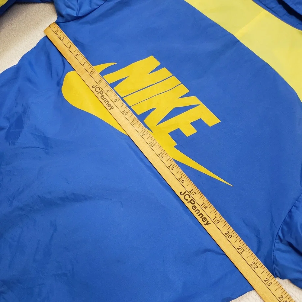 Vintage Nike Windbreaker Men Medium Blue Yellow Made in USA Packable Anorak